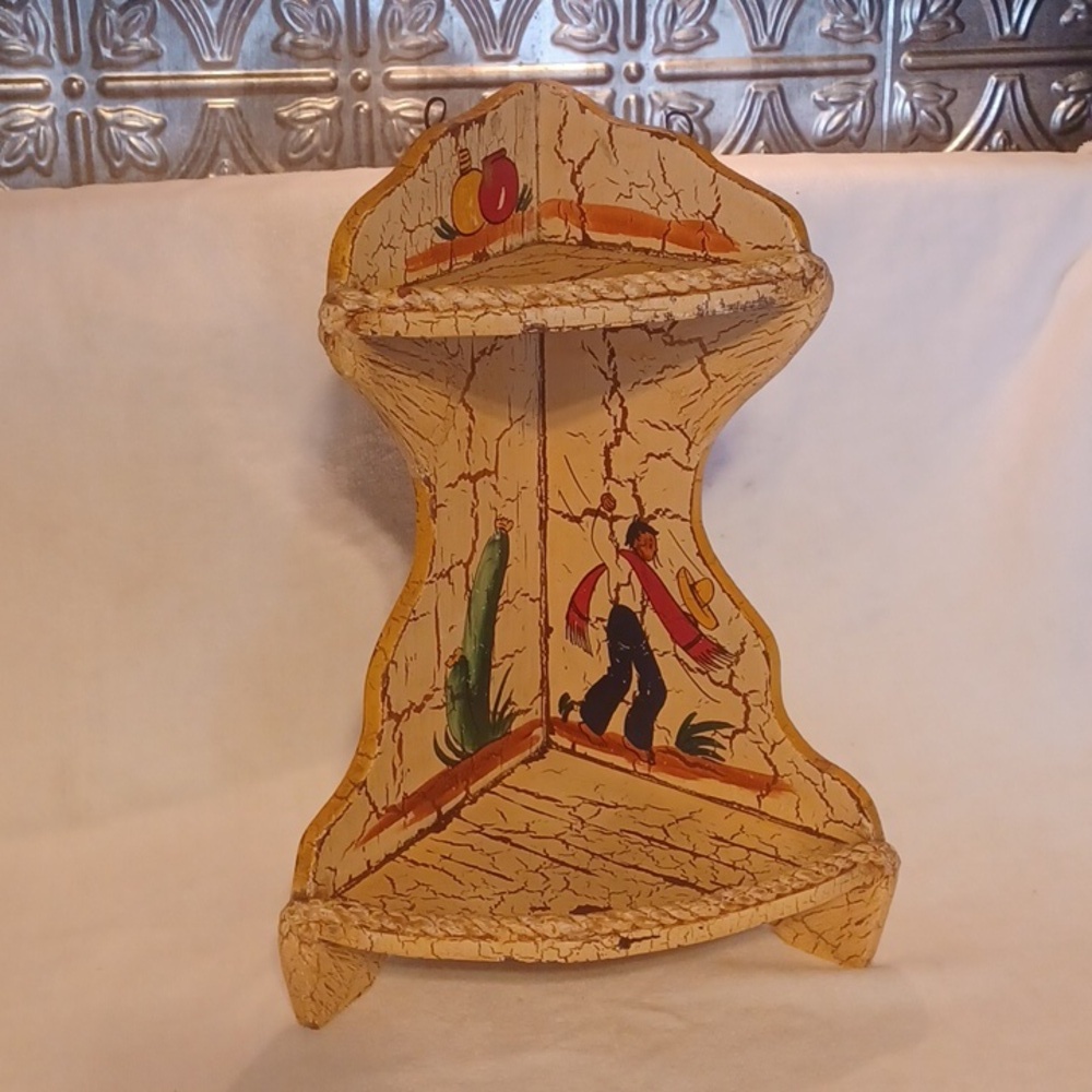 Vintage Hand-Painted Handcrafted Crackled Paint Mexican Folf Art